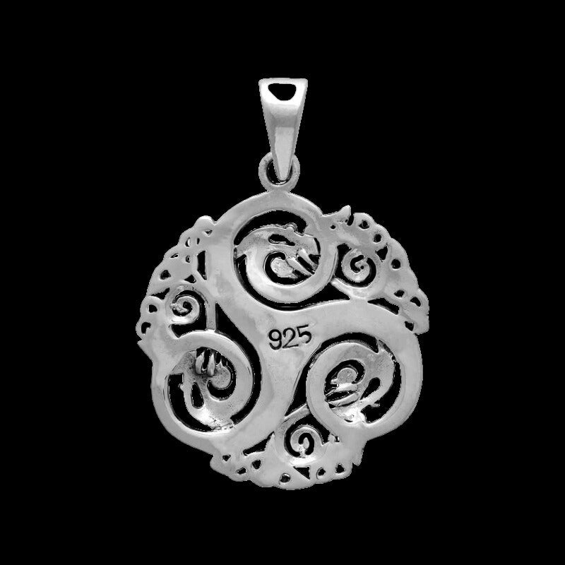 vkngjewelry Pendant Triskelion And Raven Pendant 925 Sterling Silver