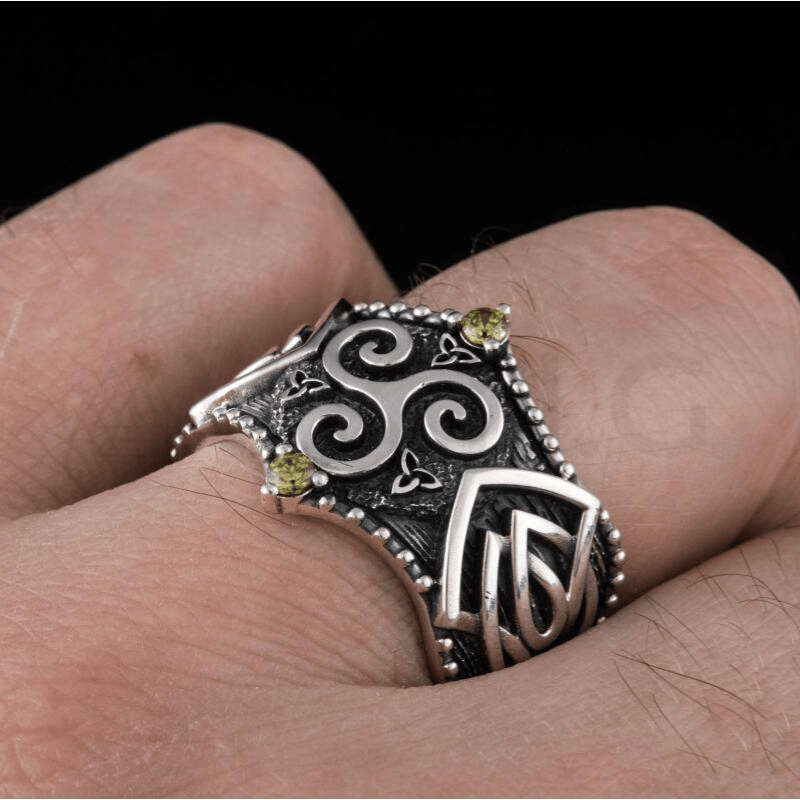 vkngjewelry Bagues Triskelion Symbol Norse Ornament Sterling Silver Ring