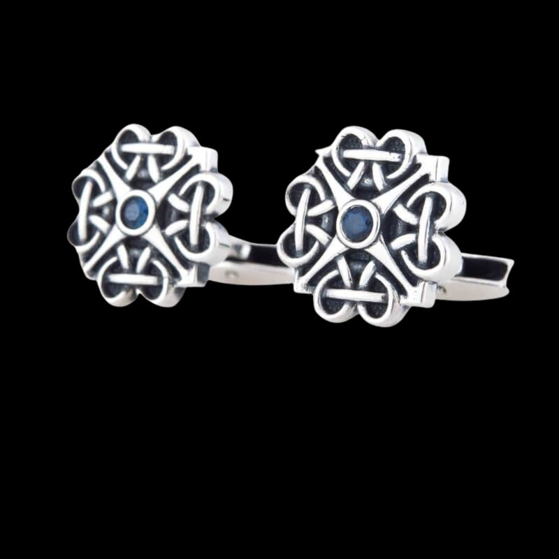 vkngjewelry Bontons de Manchettes Handcrafted Unique Cubic Zirconia Sterling Silver Cufflinks