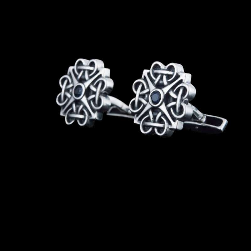 vkngjewelry Bontons de Manchettes Handcrafted Unique Cubic Zirconia Sterling Silver Cufflinks