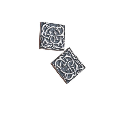 vkngjewelry Bontons de Manchettes Unique Norse Ornament Square v3 Sterling Silver Cufflinks