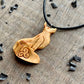 vkngjewelry Pendant Unique Olive Wood Celtic Fox Triskelion Design Pendant