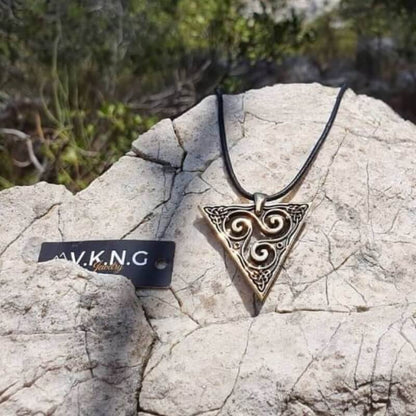 vkngjewelry Pendant Unique Triskel Triangle Bronze Pendant