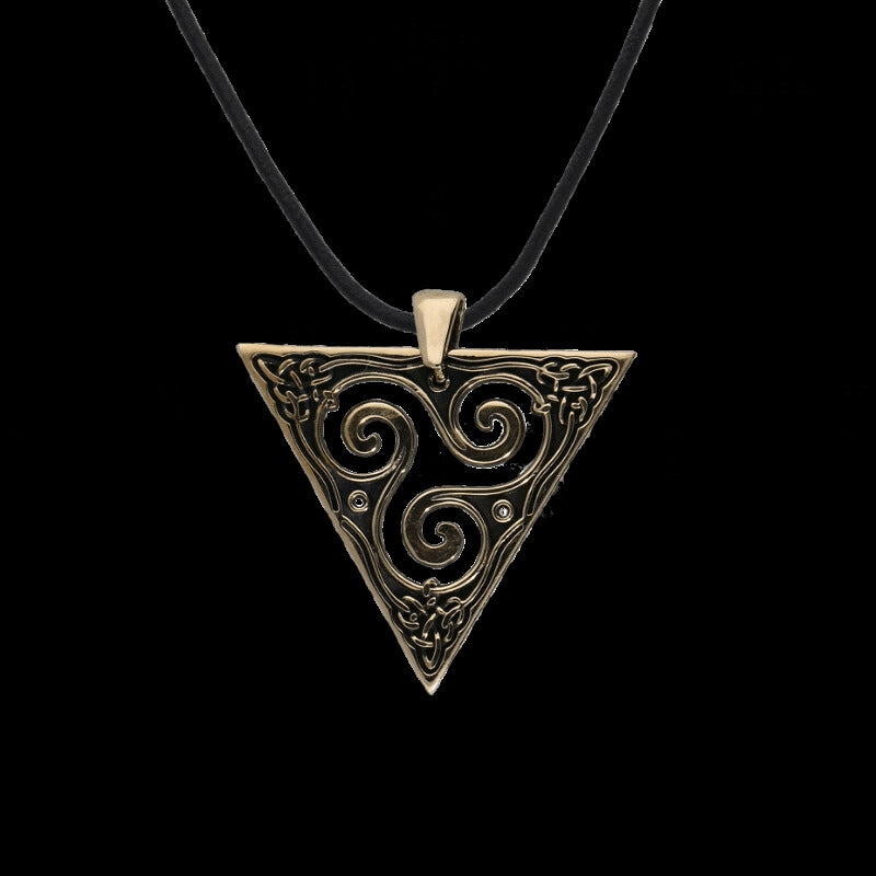 vkngjewelry Pendant Unique Triskel Triangle Bronze Pendant