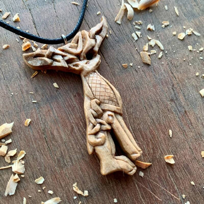 vkngjewelry Pendant Unique Walnut Wood Celtic Deer Pendant Style 1