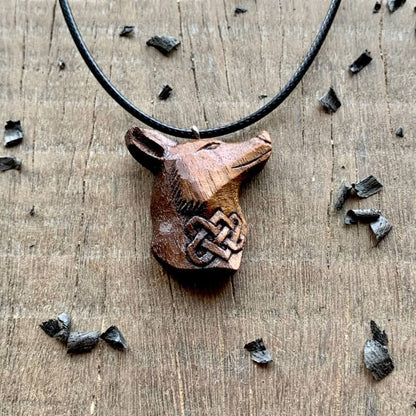 vkngjewelry Pendant Unique Walnut Wood Celtic Love Knot Fox Pendant
