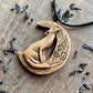 vkngjewelry Pendant Unique Walnut Wood Celtic Wolf On The Moon With Triskelion Pendant Style 1