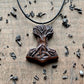 vkngjewelry Pendant Unique Walnut Wood Mjolnir With Yggdrasil And Triquetra Pendant