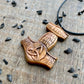 vkngjewelry Pendant Unique Wood Walnut Runic Mjolnir Triquetra Pendant