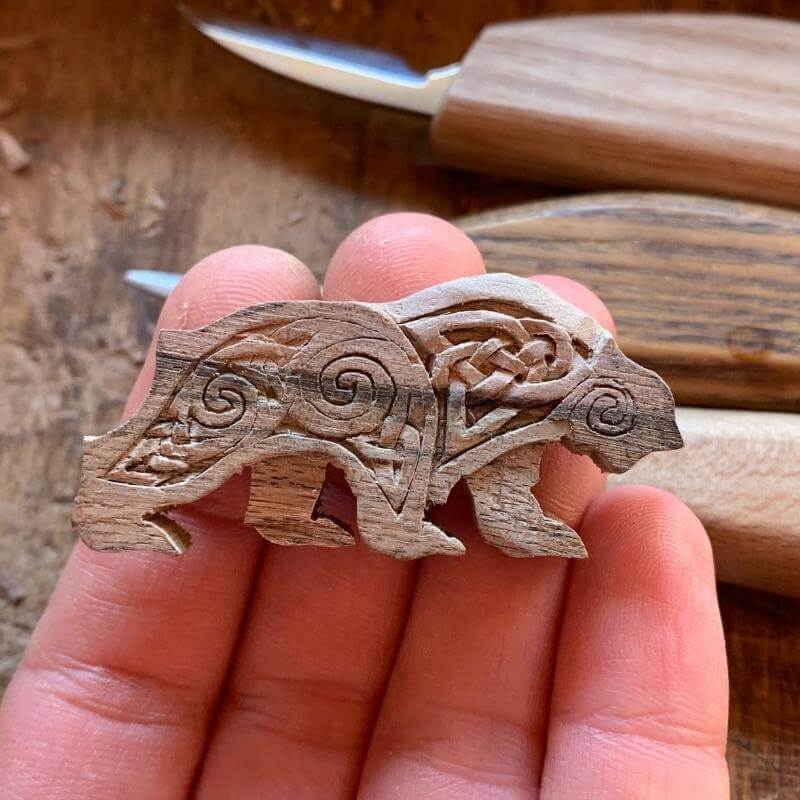 vkngjewelry Pendant Unique Walnut Wood Viking Bear Pendant Style 1