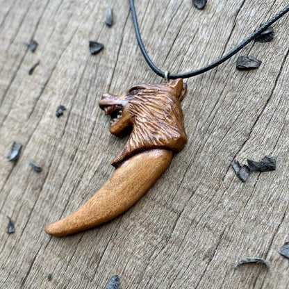 vkngjewelry Pendant Unique Walnut Wood Viking Fenrir Claw Pendant Style 1