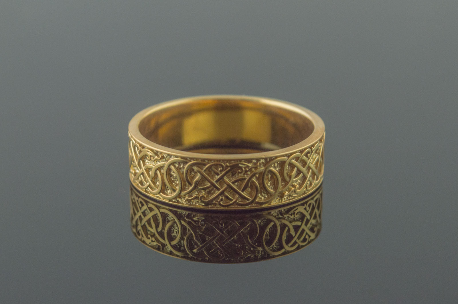 vkngjewelry Ring Handcrafted Urnes Ornament Gold Ring