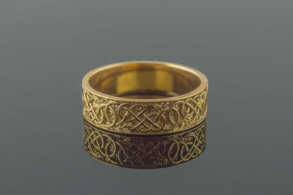 vkngjewelry Ring Handcrafted Urnes Ornament Gold Ring