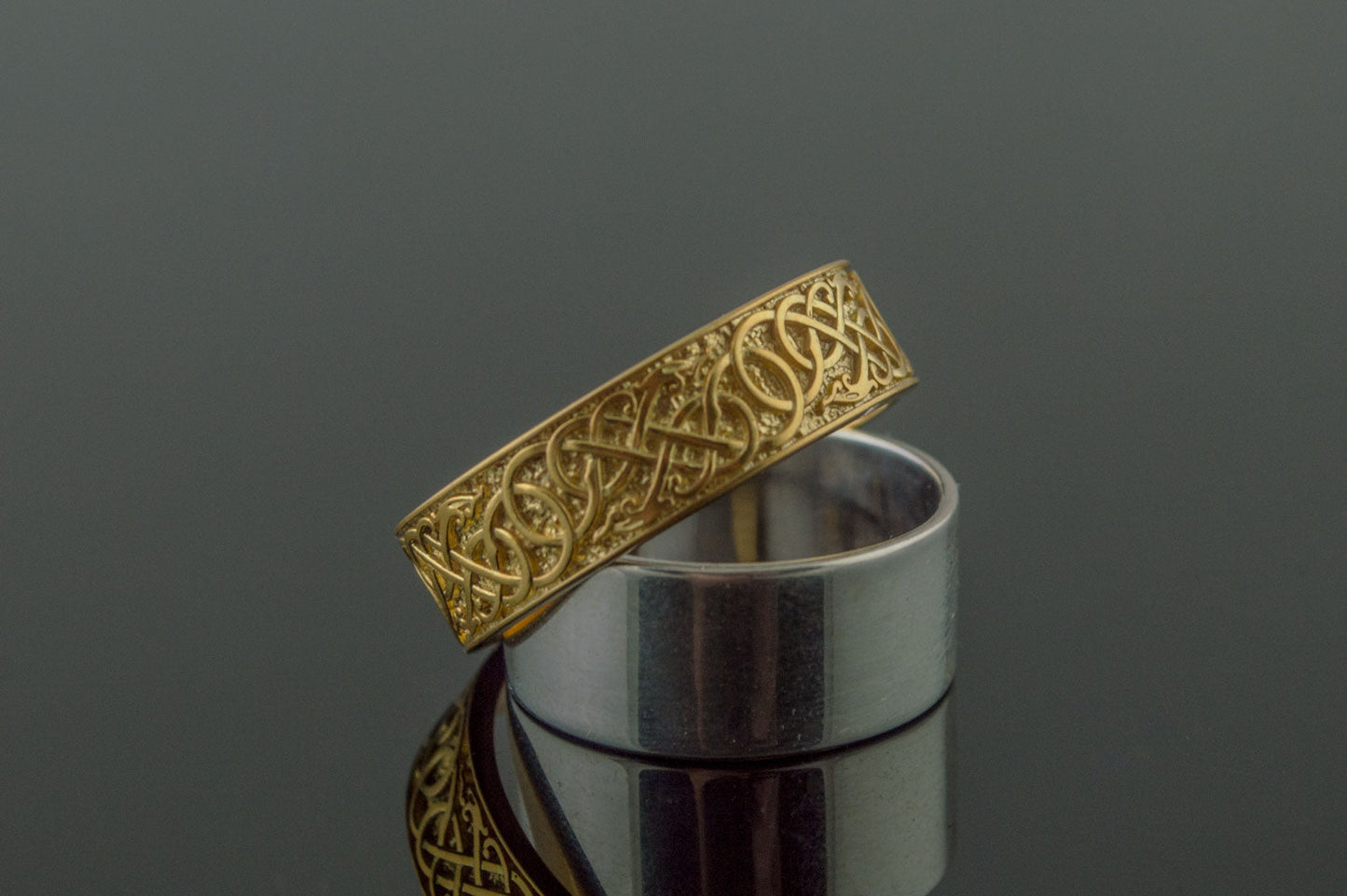 vkngjewelry Ring Handcrafted Urnes Ornament Gold Ring