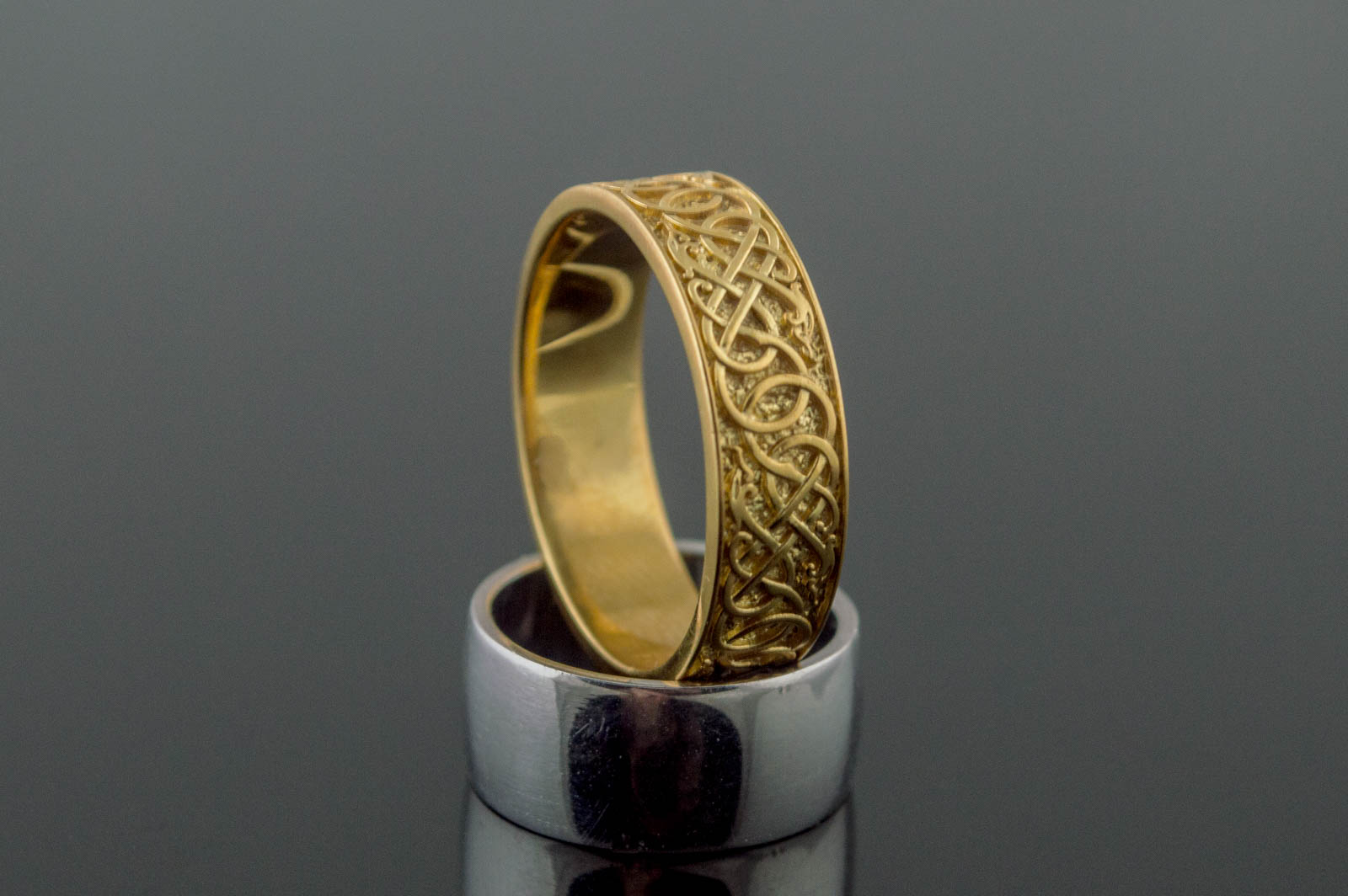 vkngjewelry Ring Handcrafted Urnes Ornament Gold Ring
