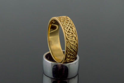 vkngjewelry Ring Handcrafted Urnes Ornament Gold Ring
