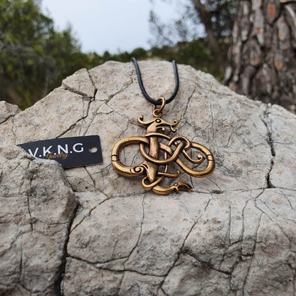 vkngjewelry Pendant Urnes Style Jormungandr Serpent Bronze Pendant