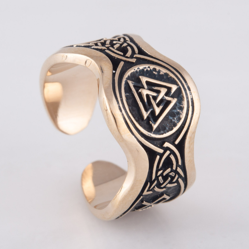 vkngjewelry Bagues Valknut HAIL ODIN Runes Bronze Ring