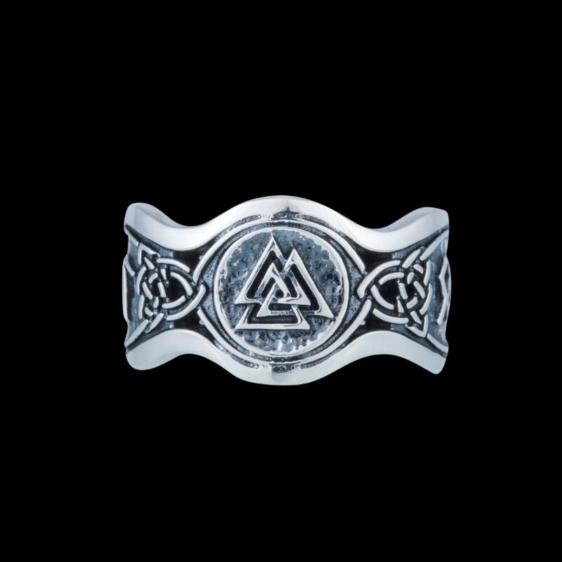 vkngjewelry Bagues Handcrafted Valknut HAIL ODIN Runes Sterling Silver Ring