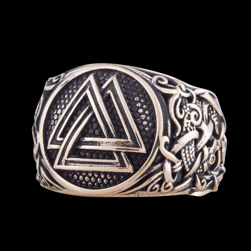 vkngjewelry Bagues Handcrafted Valknut Mammen Ornament Bronze Ring