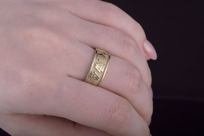 vkngjewelry Ring Handcrafted Valknut Norse Band Gold Ring