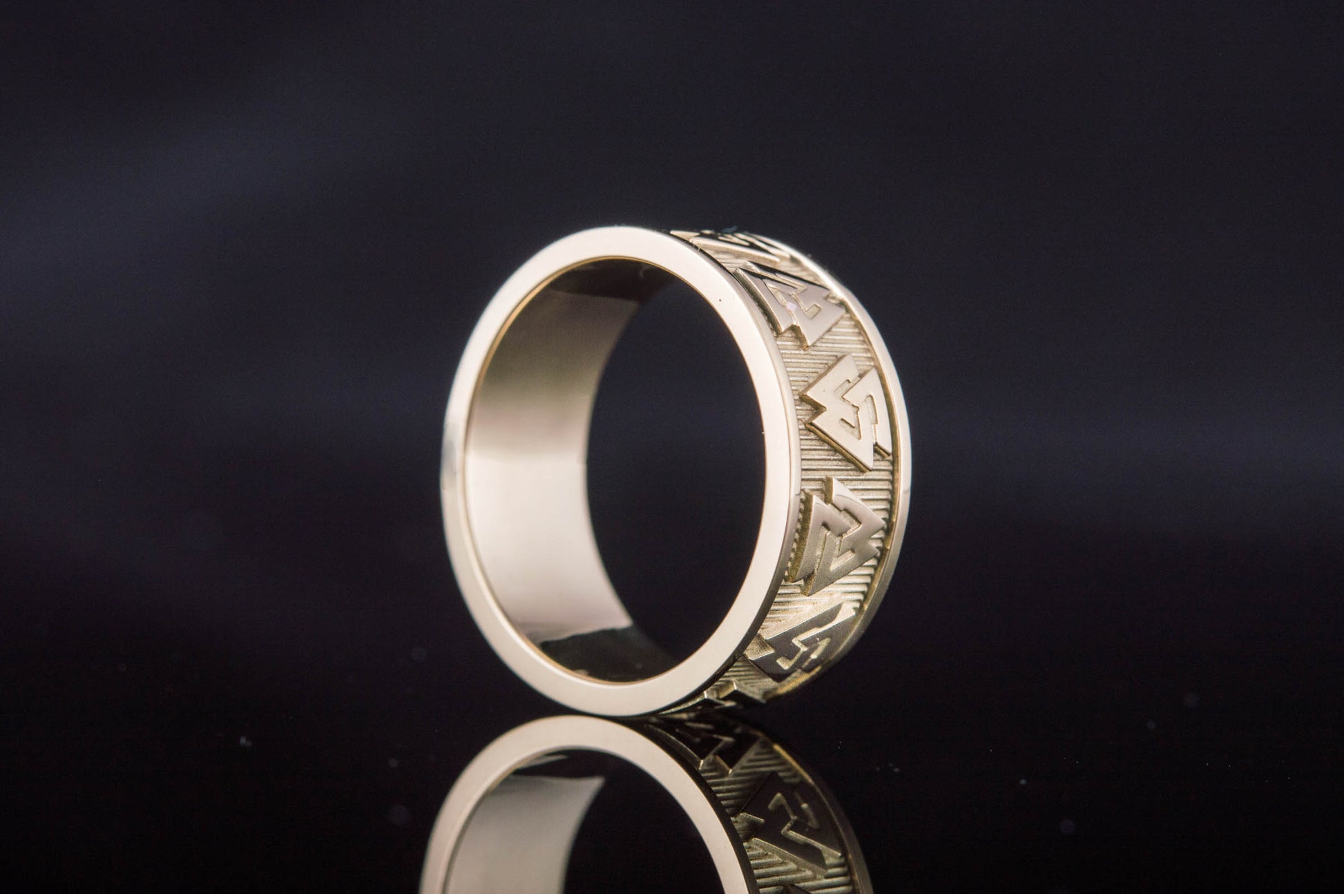 vkngjewelry Ring Handcrafted Valknut Norse Band Gold Ring