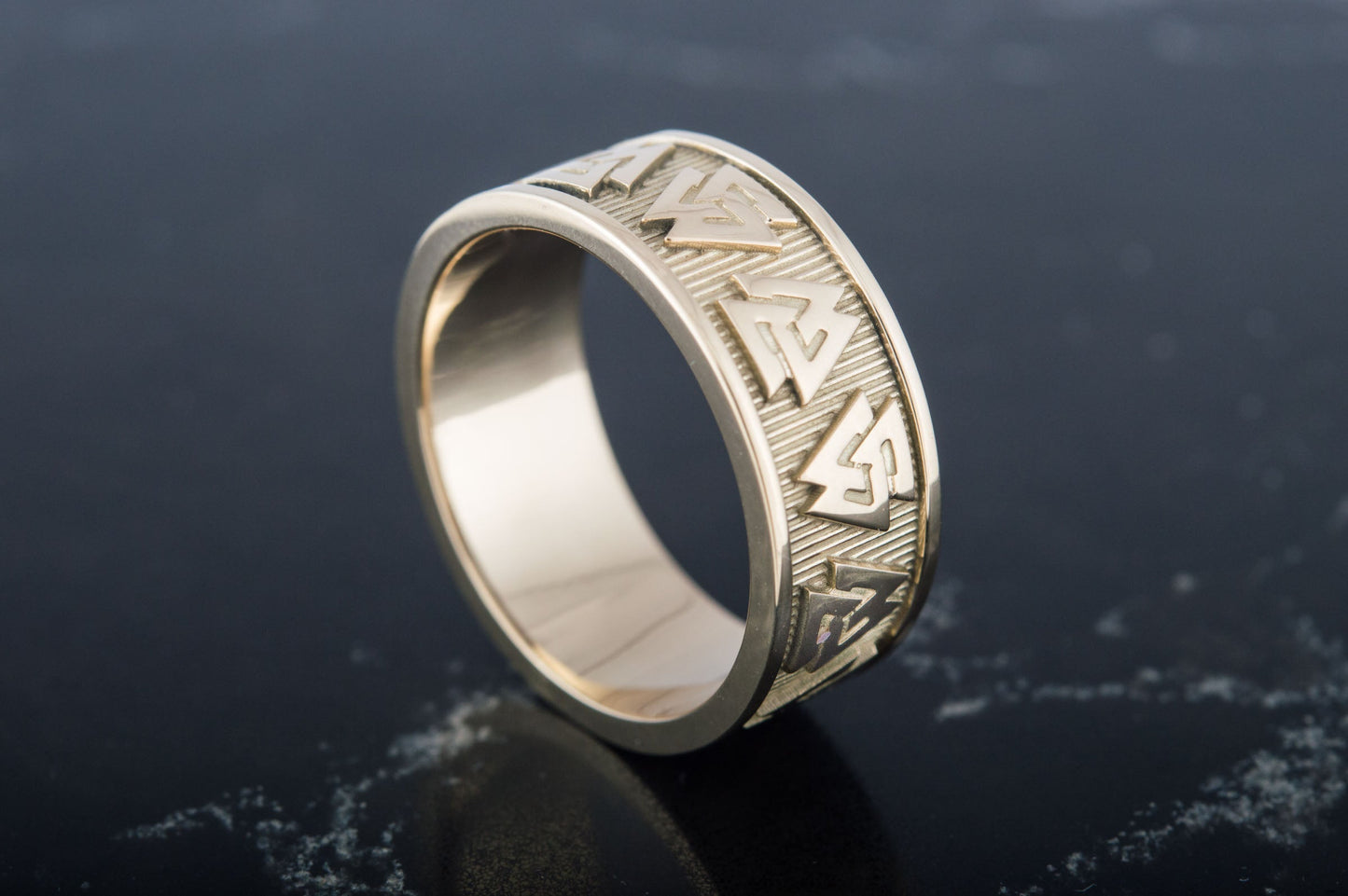 vkngjewelry Ring Handcrafted Valknut Norse Band Gold Ring