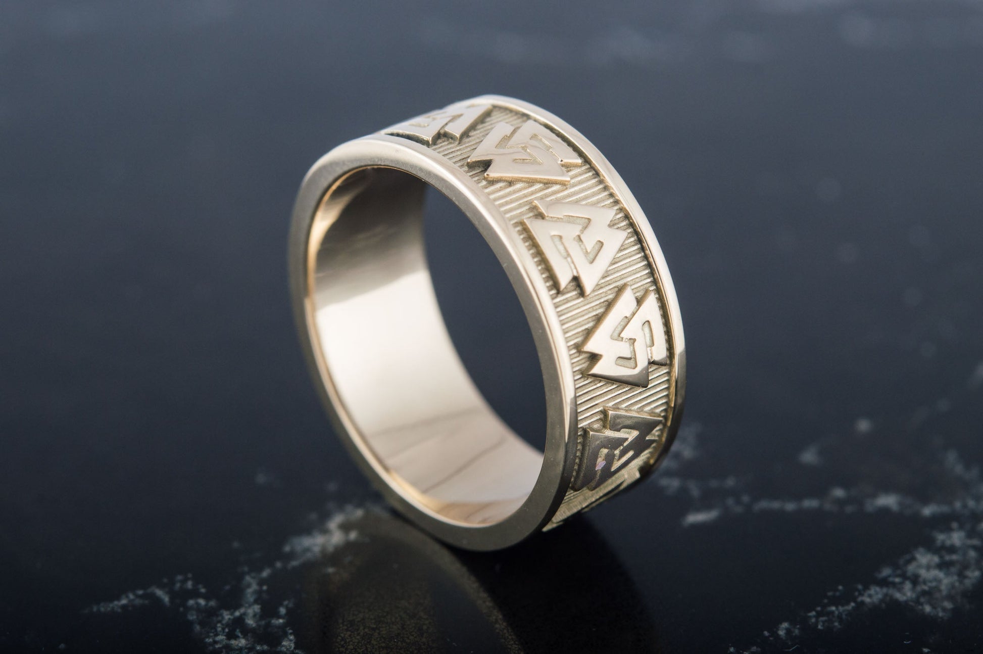 vkngjewelry Ring Handcrafted Valknut Norse Band Gold Ring