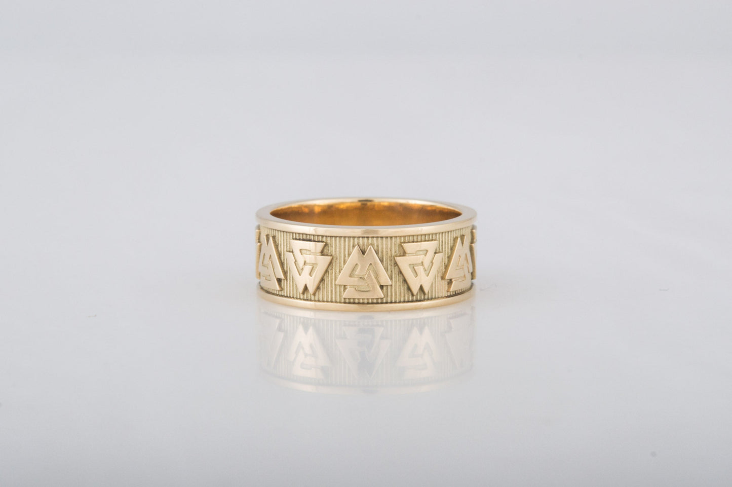 vkngjewelry Ring Handcrafted Valknut Norse Band Gold Ring