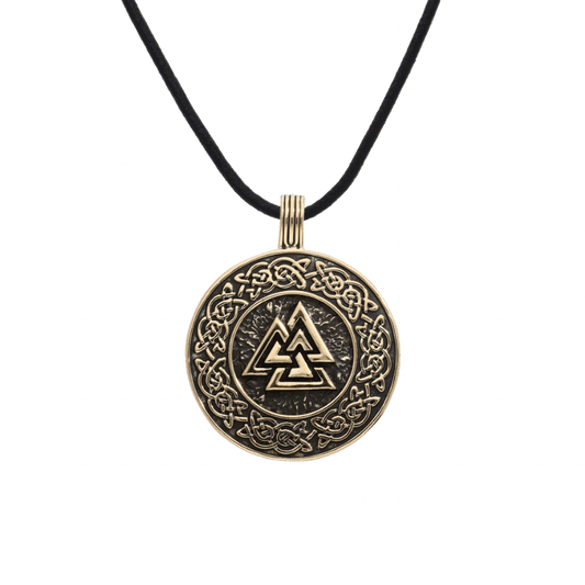 vkngjewelry Pendant Valknut Norse Patterns Amulet Bronze
