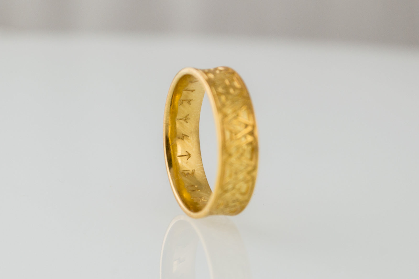 vkngjewelry Ring Handcrafted Valknut Symbol Inside Runes Gold Ring