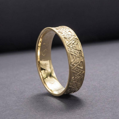vkngjewelry Bagues Valknut Symbol Inside Runes Gold Ring
