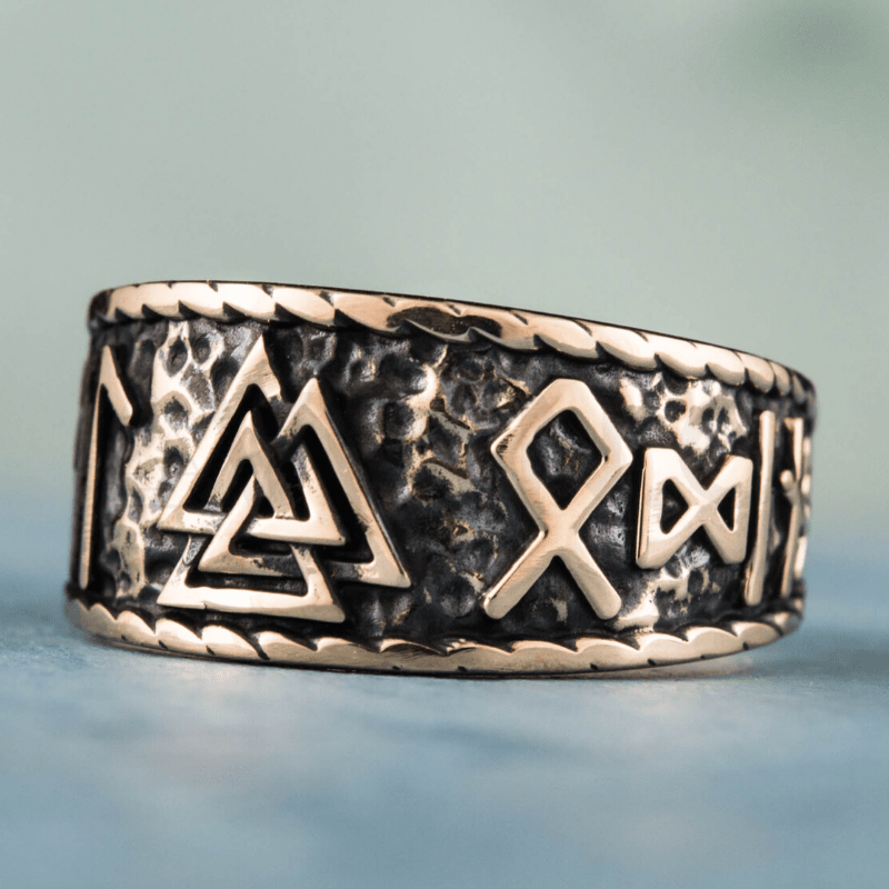 vkngjewelry Bagues Valknut Symbol HAIL ODIN Runes Bronze Ring