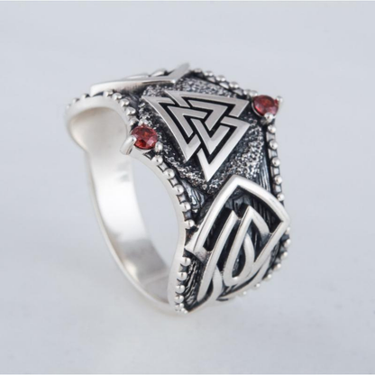 vkngjewelry Bagues Valknut Symbol Norse Ornament Sterling Silver Ring