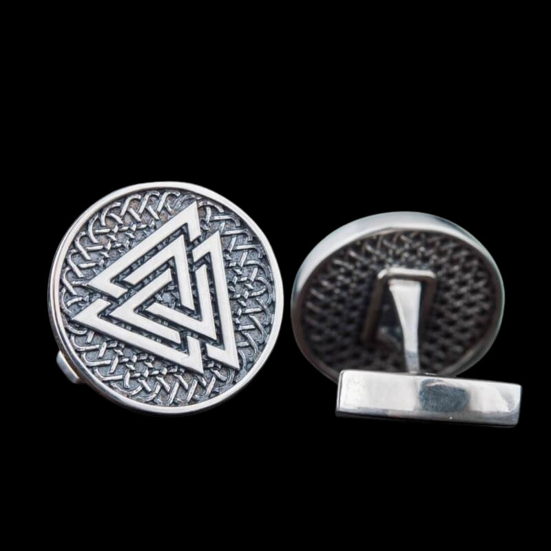 vkngjewelry Bontons de Manchettes Handcrafted Valknut Symbol Silver Sterling Cufflinks
