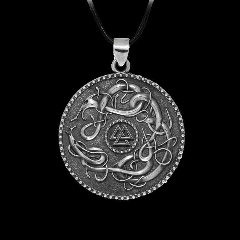 vkngjewelry Pendant Valknut Urnes Style Large Sterling Silver Amulet