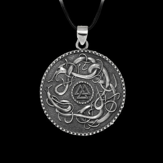 vkngjewelry Pendant Valknut Urnes Style Large Sterling Silver Amulet