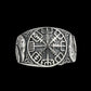 vkngjewelry Bagues Vegvisir Ancient Ravens Sides Sterling Silver Ring
