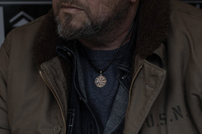 vkngjewelry Pendant Brass Vegvisir Pendant Handcrafted Nordic Compass Necklace