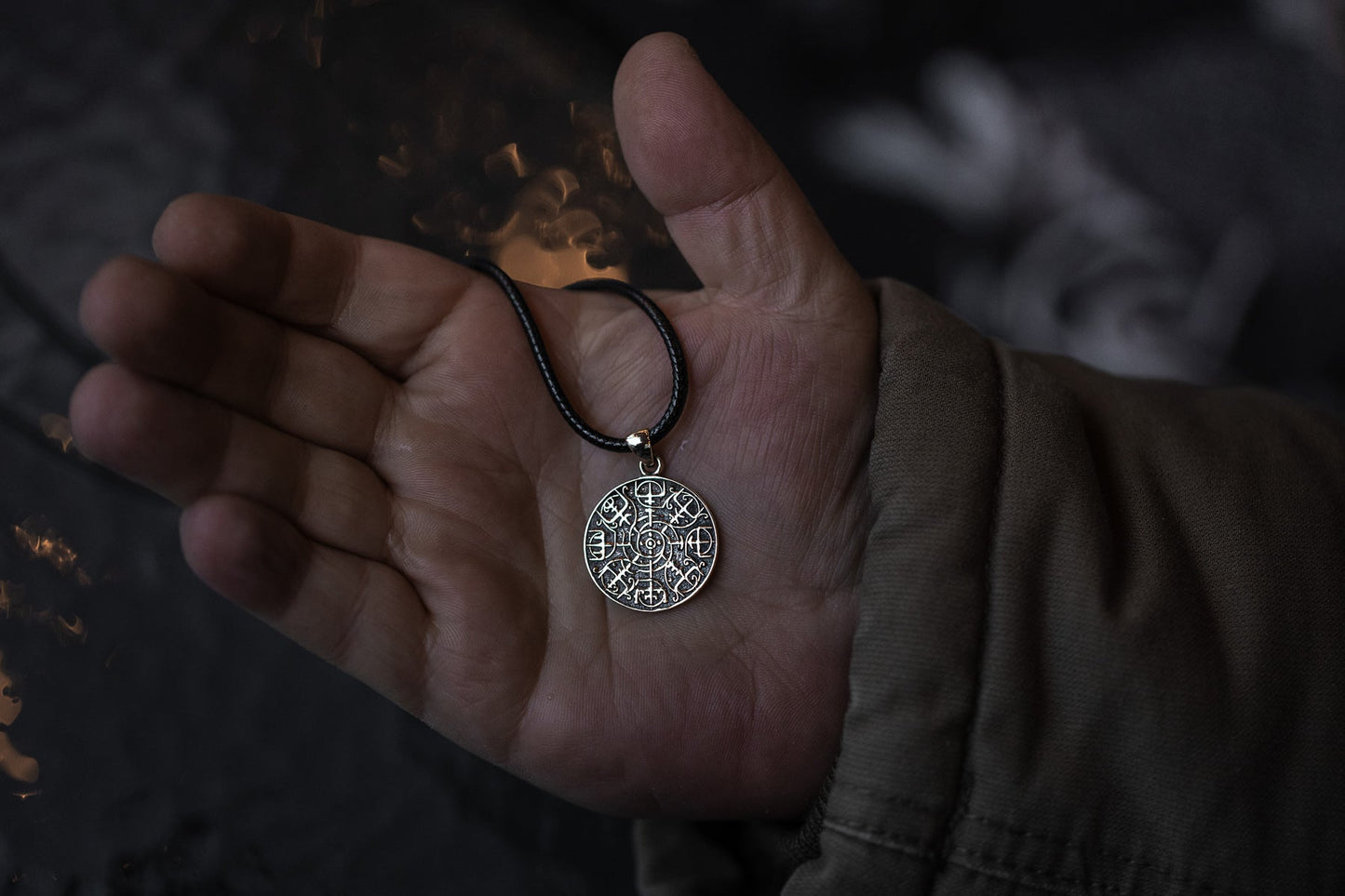 vkngjewelry Pendant Brass Vegvisir Pendant Handcrafted Nordic Compass Necklace