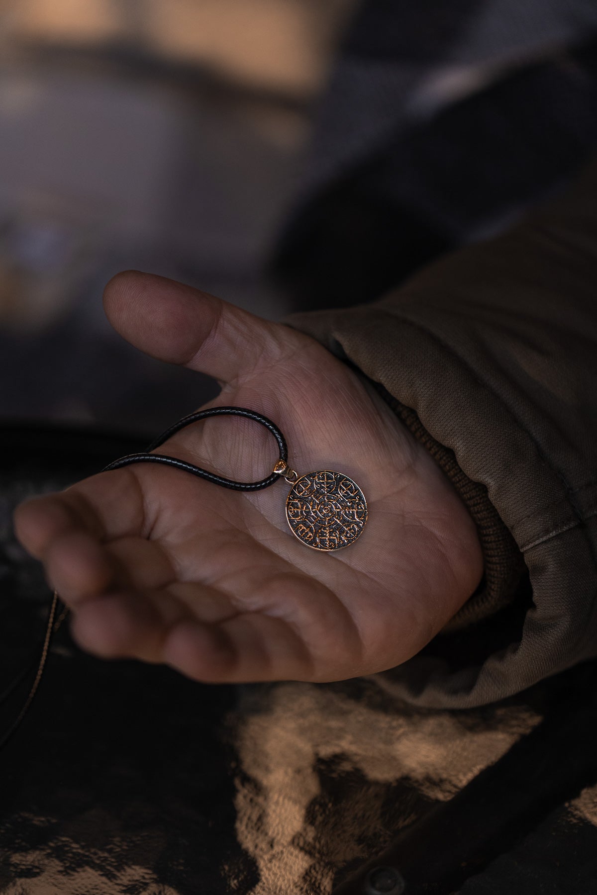 vkngjewelry Pendant Brass Vegvisir Pendant Handcrafted Nordic Compass Necklace