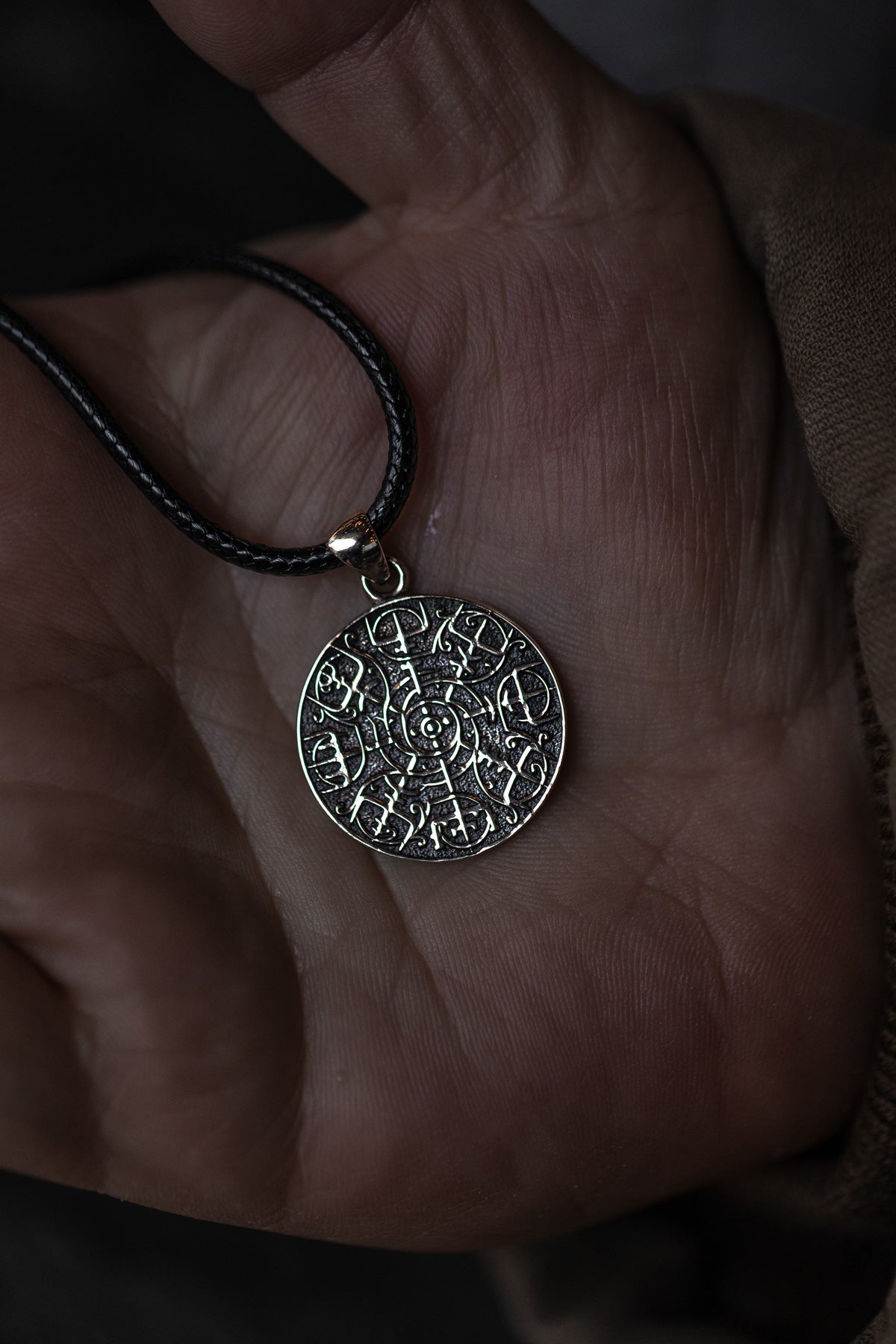 vkngjewelry Pendant Brass Vegvisir Pendant Handcrafted Nordic Compass Necklace