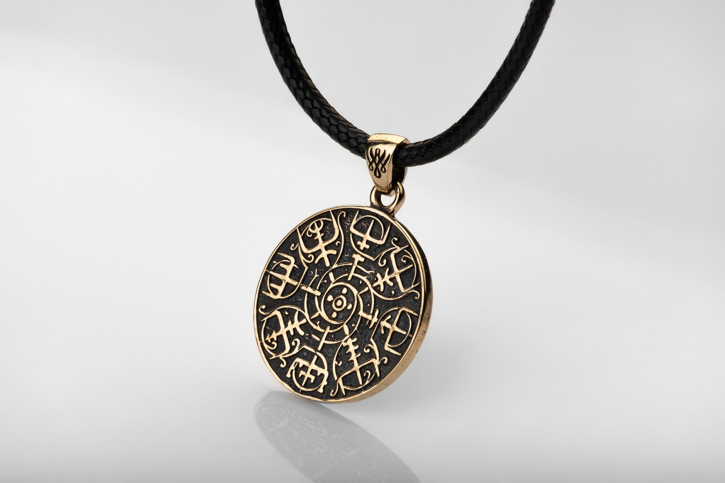 vkngjewelry Pendant Brass Vegvisir Pendant Handcrafted Nordic Compass Necklace