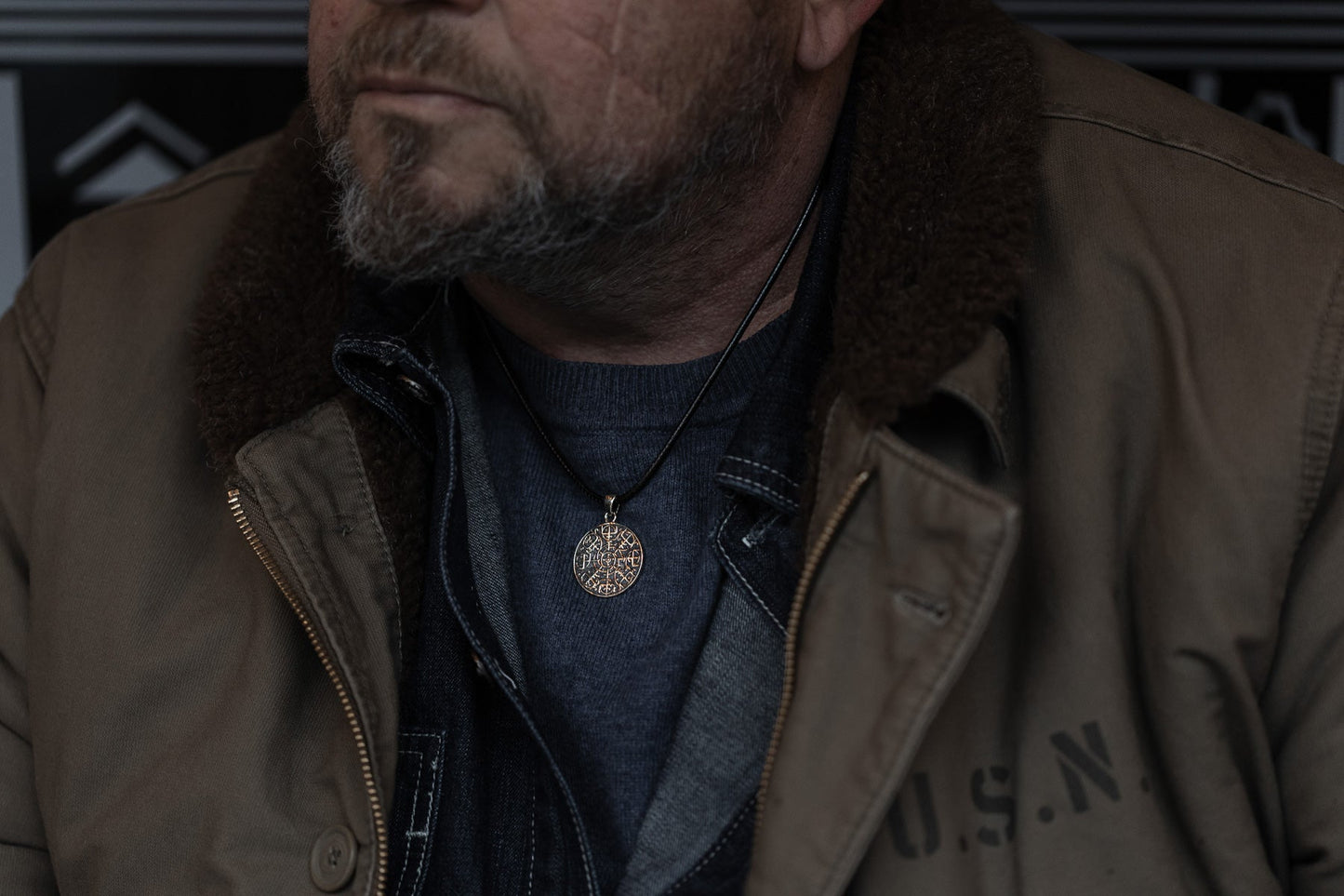 vkngjewelry Pendant Brass Vegvisir Pendant Handcrafted Nordic Compass Necklace