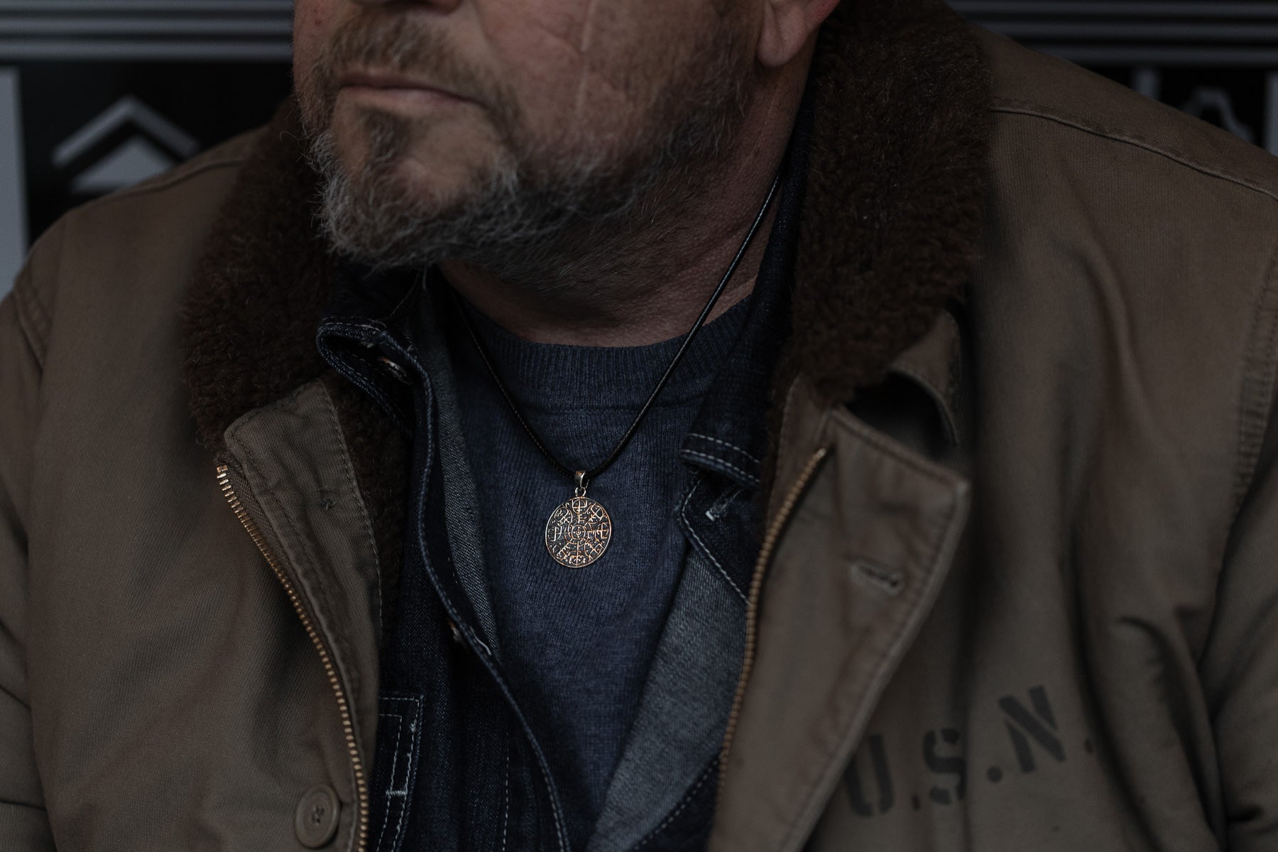 vkngjewelry Pendant Brass Vegvisir Pendant Handcrafted Nordic Compass Necklace