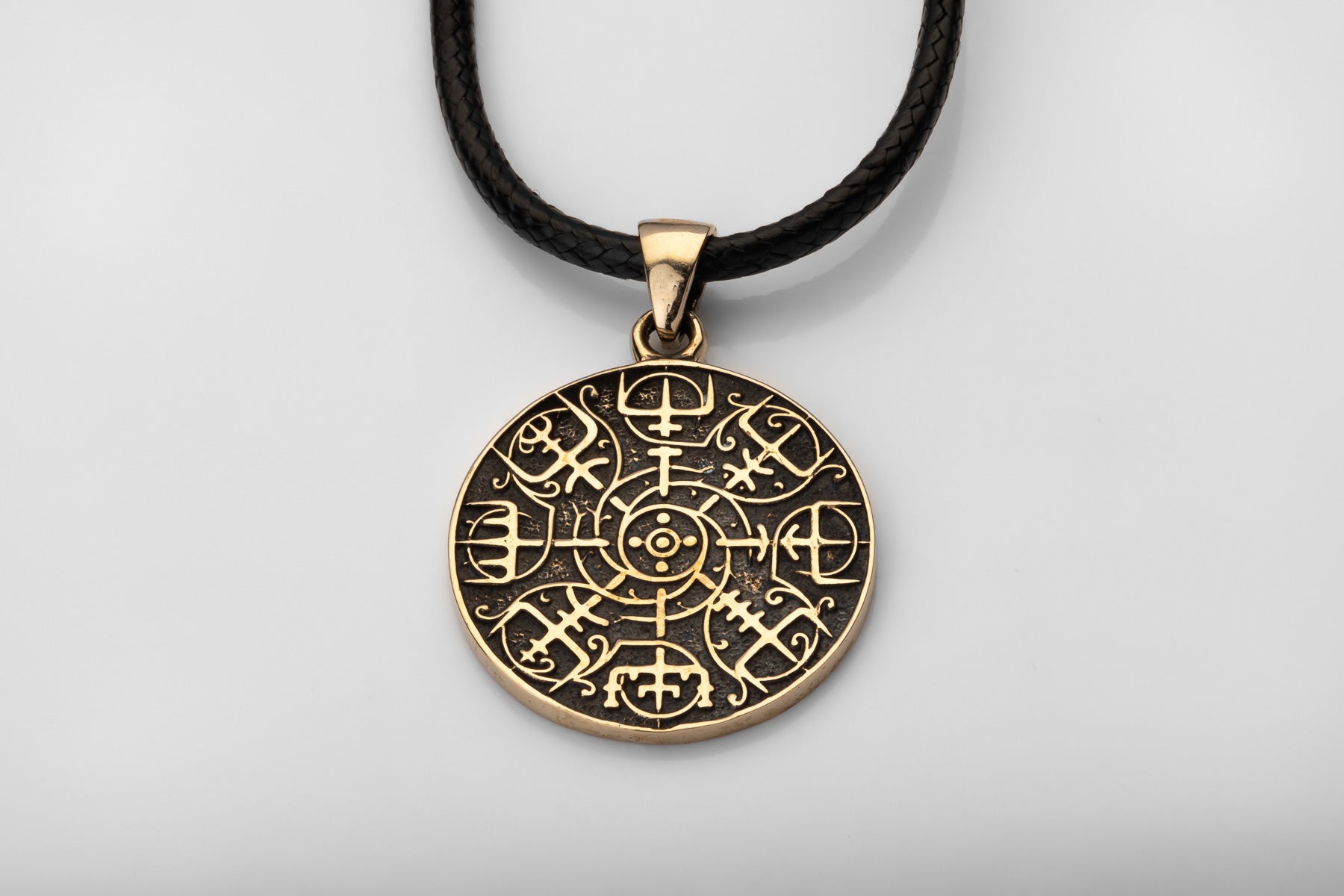 vkngjewelry Pendant Brass Vegvisir Pendant Handcrafted Nordic Compass Necklace