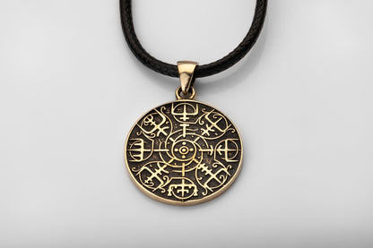 vkngjewelry Pendant Brass Vegvisir Pendant Handcrafted Nordic Compass Necklace