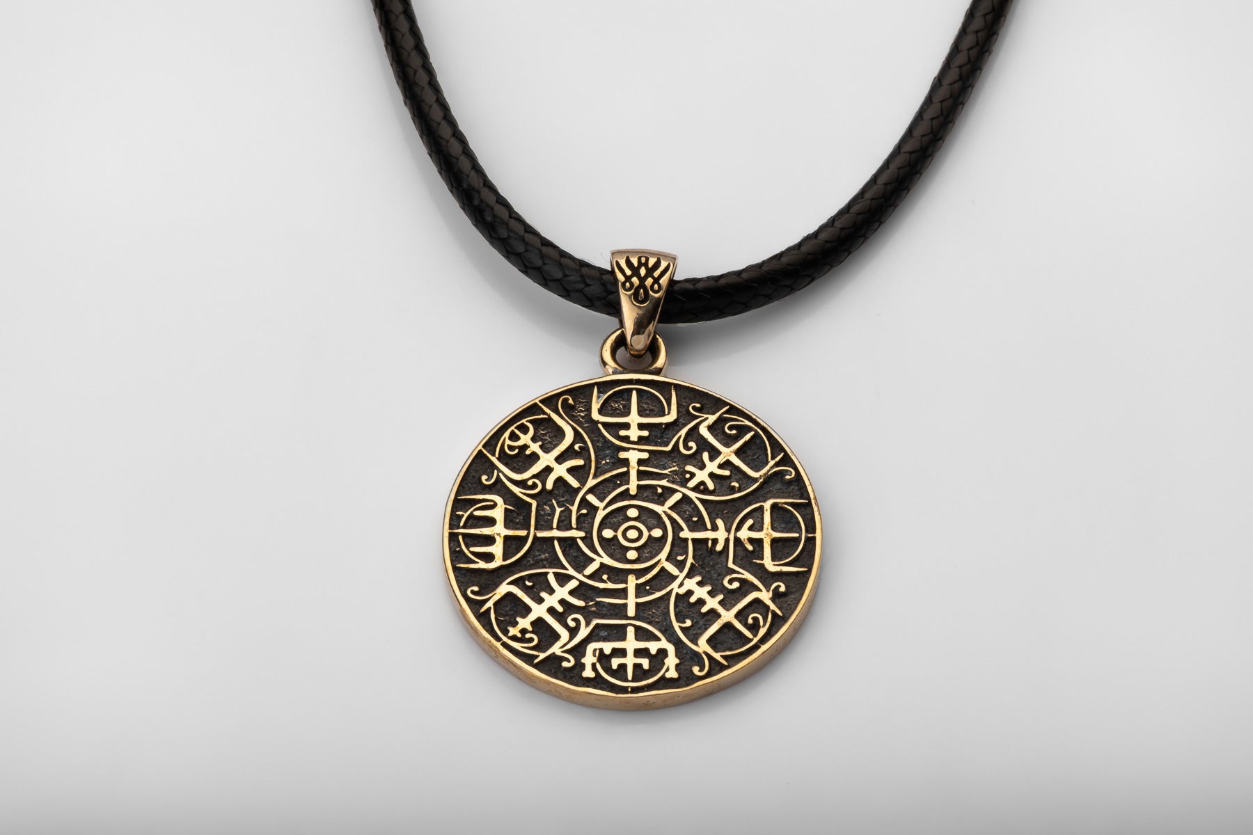 vkngjewelry Pendant Brass Vegvisir Pendant Handcrafted Nordic Compass Necklace