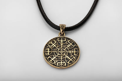 vkngjewelry Pendant Brass Vegvisir Pendant Handcrafted Nordic Compass Necklace