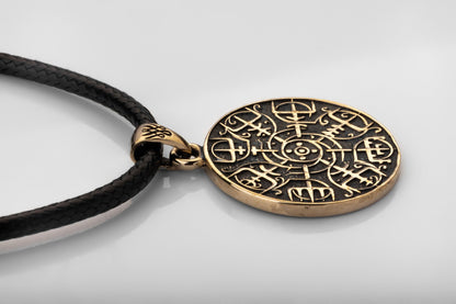 vkngjewelry Pendant Brass Vegvisir Pendant Handcrafted Nordic Compass Necklace